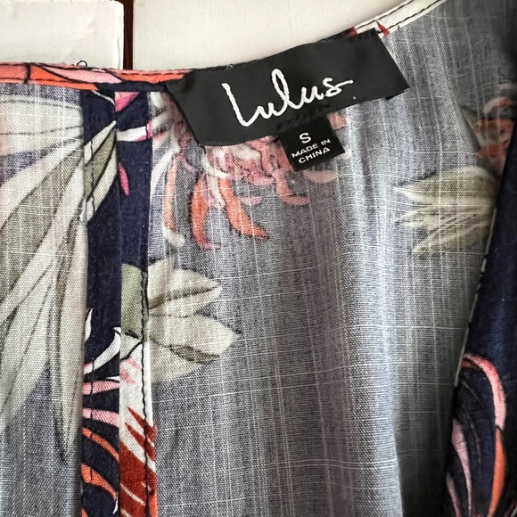 Lulus Botanic of Time Blue Floral Print Tie-Front Skater Dress Size Small - Picture 10 of 13